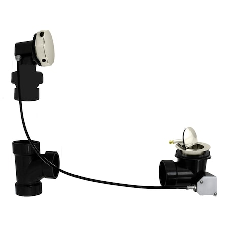 Westbrass Sch. 40 ABS 35" Cable Drive Bath Waste, Ball Joint Head in Satin Nickel D50A35BJ-07